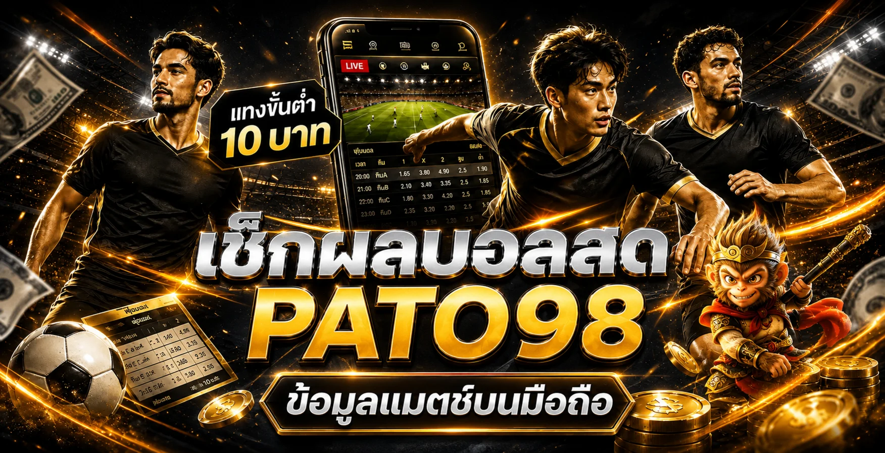 ภาพข้อมูลผลบอลสด PATO98 บนมือถือ